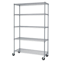 TRINITY 5-Tier Outdoor Wire Shelving Rack with Wheels, Grey (TBF-PS664)-Shelves adjustable in 1" increments