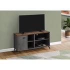 Monarch Specialties 2830 Tv Stand - 48"L/Grey Concrete/Medium Brown Reclaimed-Material: mdf,hollow-core,laminate,metal,particle board; finish: grey reclaimed wood look