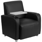 Flash Furniture Black Leather Guest Chair with Tablet Arm, Chrome Legs & Cup Holder-Black LeatherSoft Upholstery