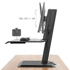 North Bayou 22"-32" Desktop Sit-Stand Workstation - ST15-Monitor adjustable height is 4.33"