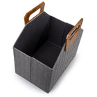 Truu Design Foldable Storage Bin with Bamboo Handle - 13" x 13.4" - Grey-Comes with two bamboo handles for effortless transportation and collapsible Feature allows for easy storage solution when not in use