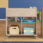 Flash Furniture Bright Beginnings Commercial Double Sided Space Saving Wooden Mobile Storage Cart with Clear Back - Natural-Quick and Easy Assembly with Included Materials