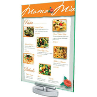 Deflecto Swivel Sign Holder, 8-1/2" x 11"-Rotating display panels allow signage or photos to be viewed on both sides