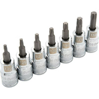 Dynamic Tools 1/2" Drive 7 Piece Standard, Torx Socket Set, T20 - T50-Contains: T20, T25, T27, T30, T40, T45, T50
