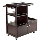 Winsome Galen Entertainment Cart-Overall size of 34.25"W x 16.77"D x 34.37"H.  Cart top serving surface is 24"W x 14.89"D.
