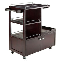 Winsome Galen Entertainment Cart-Overall size of 34.25"W x 16.77"D x 34.37"H.  Cart top serving surface is 24"W x 14.89"D.