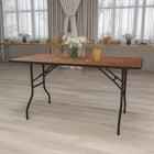 Flash Furniture 30" x 60" Rectangular Wood Folding Banquet Table with Clear Coated Finished Top-Black T-Mold Edge Band