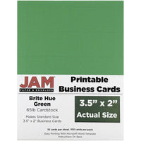 JAM Paper Two Sided Printable Business Cards, 2 x 3.5, Bright Hue Green Recycled, 500 Pack (22128335g)-Size: 3.5" x 2"
