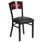 Flash Furniture HERCULES Series Black 4 Square Back Metal Restaurant Chair - Mahogany Wood Back, Black Vinyl Seat-500 lb. Weight Capacity