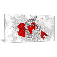 Designart Canadian Flag Bold Red Map Canvas Art Print, (PT2744-32-16)-Print