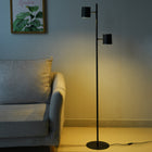 DAC Metal LED Floor Lamp with Rotating Heads - Black-Dimensions: 11.5"L x 9.25"W x 55"H