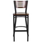 Flash Furniture HERCULES Series Black Slat Back Metal Restaurant Barstool - Walnut Wood Back & Seat - 2 Pack-Set of 2 Metal Dining Bar Stools