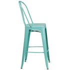 Flash Furniture 30" High Mint Green Metal Indoor-Outdoor Barstool with Back-Curved Back with Vertical Slat