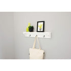 nexxt FN00395-9INT Finley Wall Shelf with 3 Metal Hooks, 24" x 4.25", White-Product dimensions: 4.25" H x 24" W x 4" D; maximum weight capacity: 10 lbs