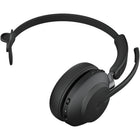 Jabra Evolve2 65, Link 380a, Mono UC Headset - Black-Material: Headband cushion ultra soft foam covered in color-matched silicone, ear cushion soft audio foam covered in color-matched leatherette, aluminium slider arm