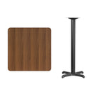 Flash Furniture 30" Square Walnut Laminate Table Top with 22" x 22" Bar Height Table Base-Walnut Laminate Top