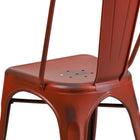 Flash Furniture Distressed Kelly Metal Indoor-Outdoor Stackable Chair - Red-Drain Holes in Seat