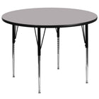 Flash Furniture 60'' Round Activity Table with Thermal Fused Laminate Top and Standard Height Adjustable Legs, Grey-Grey Laminate