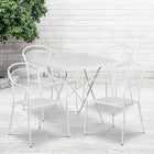 28'' Square White Indoor-Outdoor Steel Folding Patio Table Set with 4 Round Back Chairs [CO-28SQF-03CHR4-WH-GG]-Set Includes Folding Table and 4 Chairs