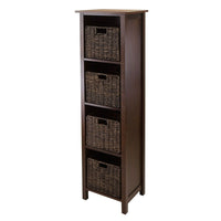 Winsome Granville 5-Piece Storage Shelf, 4-Section with 4 Foldable Baskets, Antique Walnut-Granville Storage Shelf with Foldable Baskets is perfect to storage and organized your goodies.