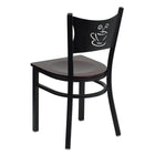Flash Furniture HERCULES Series Black Coffee Back Metal Restaurant Chair - Mahogany Wood Seat - 2 Pack-.625" Thick Plywood Seat