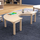 Flash Furniture Bright Beginnings Commercial Grade Wooden Half Circle Preschool Classroom Activity Table-Glossy Beech Finish Matches Any Decor