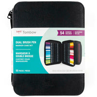 Tombow 54 Zipp Marker Case - Black-High-quality, resilient flexible brush tip & firm fine tip marking pen