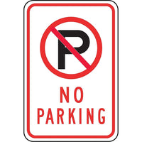 Accuform Signs No Parking Sign, 18" x 24", Aluminum, English With Pictogram-Display Type Bolt-On