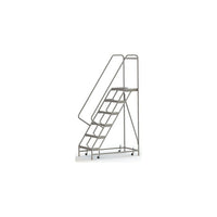 Tri-Arc Manufacturing Aluminum Rolling Ladder, Step Width: 24", Step Type: Ribbed, No. of Steps: 6 (WLAR106244)-No. of Steps: 6