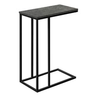 Monarch Specialties 3765 Accent Table - 25"H/Grey Stone-Look/Black Metal-Bring a modern vibe to your living room, office space, family room or den with this C-shaped end table