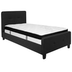 Flash Furniture Tribeca Twin Size Tufted Upholstered Platform Bed in Black Fabric with Memory Foam Mattress-Bed
