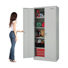Storemax - Grande Armoire De Rangement De Calibre Lourd (Gris)-Armoire construite en acier lourd de calibre 24, avec des étagères en acier de calibre 21 pour chacune des quatre (4) étagères réglables, offrant une capacité de poids allant jusqu'à 200 lb. chaque étagère (également répartie)