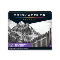 Prismacolor Premier Double Ended Markers - Cool Grey - 12 Pack-Dual tipped premium art markers, great for illustrations and other artwork