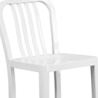 Flash Furniture 30" High White Metal Indoor-Outdoor Barstool with Vertical Slat Back-Galvanized Steel Construction