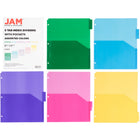 JAM Paper Plastic Index 5-Tab Dividers w/ Double Pockets - 9 3/4" x 11 1/2" - Assorted - 6 Sets/Pack - 5 Tabs/Set-Size: 9.75 x 11.5 inches