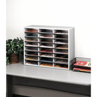 Fellowes 24-Compartment Literature Organizer - Letter Size - Dove Grey-Includes 24 letter-size sorting compartments