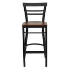 Flash Furniture HERCULES Series Black Two-Slat Ladder Back Metal Restaurant Barstool - Cherry Wood Seat-Metal Barstool