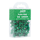 JAM Paper Push Pins, Green, 100 Pack (2242954)-Green