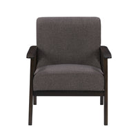 CorLiving LTS-101-C Greyson Wood Armchair in Charcoal Brown-Solid wood frame and detailing