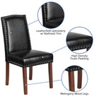 Flash Furniture HERCULES Hampton Hill Series Black Leather Parsons Chair with Silver Accent Nail Trim-High Density Foam Padding