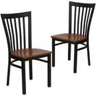 Flash Furniture HERCULES Series Black School House Back Metal Restaurant Chair - Cherry Wood Seat - 2 Pack-School House Back Design