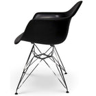 Nicer Furniture Eiffel Style Armchair with Chrome Legs - Black - 2 Pack-Straight metal Eiffel dowel legs with floor protectors for hardwood floor