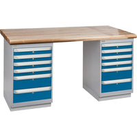 Kleton Pre-Designed Workbenches, Dual Drawers, 2500 Lbs. Cap., 60" W x 36" D, 34" H (FG419)-Capacity: 2500 lbs.