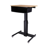 Rocelco 28" Adjustable Height Mobile Standing School Desk with Book Box-Gas spring motion assist with side handles for easy height adjustment from 25.5" to 42" above floor
