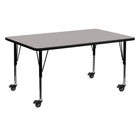 Flash Furniture Mobile 24''W x 60''L Rectangular Activity Table, 1.25'' Gray Laminate Top, Preschool Legs (XUA2460RECGYHPC)-Gray/Chrome, Laminate, Steel
