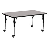 Flash Furniture Mobile 24''W x 60''L Rectangular Activity Table, 1.25'' Gray Laminate Top, Preschool Legs (XUA2460RECGYHPC)-Gray/Chrome, Laminate, Steel