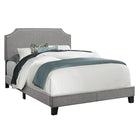 Monarch Specialties 5925F Full Size Bed - Grey Linen With Chrome Trim-45.50"H X 80.25"L X 58.00"D