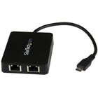 StarTech USB-C to Dual Gigabit Ethernet Adapter with USB Port (US1GC301AU2R)-Add two Gigabit Ethernet ports to your laptop or desktop computer through a USB Type-C port