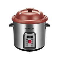 VitaClay 6 in 1 Smart Multi-Crock n' Stock Pot, 6.5Qt, Brushed Stainless Steel-6.5 Quart Multi-Crock N' Stock Pot