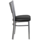 Flash Furniture HERCULES Series Silver Slat Back Metal Restaurant Chairs with Black Vinyl Seat - 2 Pack-Black Vinyl Upholstered Seat